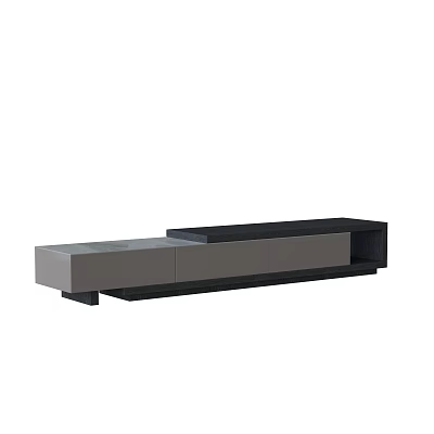 Modern TV Stand With Sleek Gray And Black Design Storage Cabinets 3d model