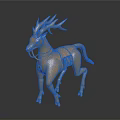 Golden Metallic Deer Sculpture With Shiny Surface And Decorative Antlers