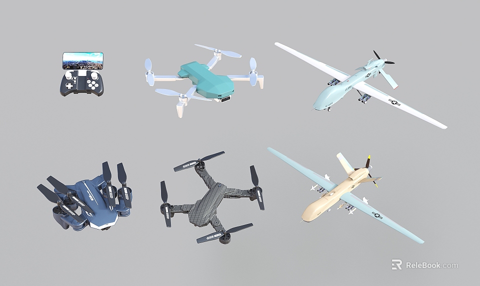 Assorted Helicopter Models With Remote Control And Colorful Drone Displays 3d model 
