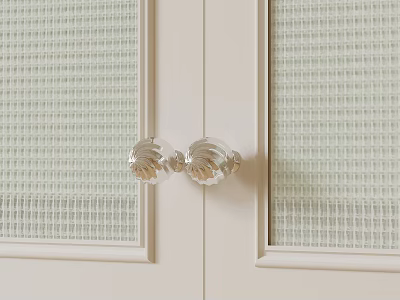 Elegant Cabinet Doors With Woven Texture Panels And Crystal Knobs 3d model