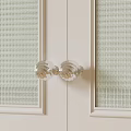Elegant Cabinet Doors With Woven Texture Panels And Crystal Knobs