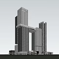 Modern High Rise Office Building With Glass Facade And Tower Architecture Design