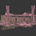 Ancient Stone Ruins Structure With Weathered Pillars And Broken Walls 3d model