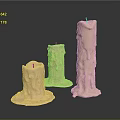 Artistic Sculpture Carving Design of Cream Colored Candles with Dripping Texture and Various Heights