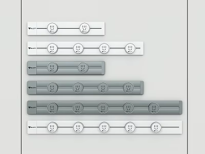Modern Home Switch Panels With White Gray Designs And Various Switch Numbers 3d model
