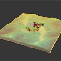 Blue 3D Model Island Scene With Lighthouse And Surrounding Waves