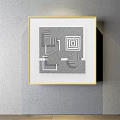 Modern Framed Abstract Painting With Black White Geometric Grid Patterns 3d model
