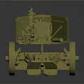 Vintage Yellow Cannon Weapon Model With Wheels Long Barrel And Detailed Structure