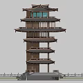 Chinese-style Tower Viewing Tower 3d model