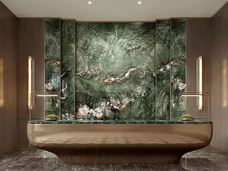 Modern hotel front desk background wall 3d model