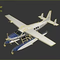Modern Blue And White Seaplane With Floats And Aerodynamic Exterior Design