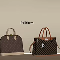 Louis Vuitton Classic Handbags With Brown Monogram And Black Damier Check Leather Handles