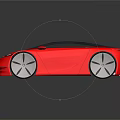 Red Futuristic Sports Car With Sleek Design Black Roof Large Wheels And Reflective Surface