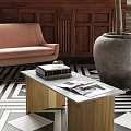 Nordic style double sofa coffee table 3d model