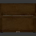 Brown Wooden Upright Piano With Keyboard And Golden Pedals For Home Use