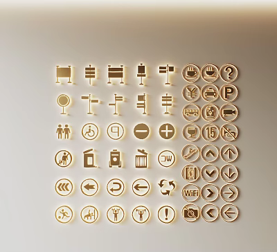 Billboard Icon Collection Featuring Various Traffic Directional And Information Sign Designs 3d model