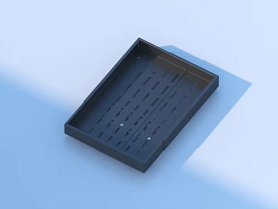 Functional Rectangular Black Perforated Tray For Household Draining And Storage 3d model