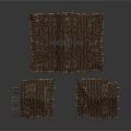 Traditional Wooden Thatched Roof Components With Broken Fragments And Weathered Structure