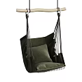 Dark Green Velvet Hammock Swing Chair With Cushion And Wooden Hanging Bar Tassels