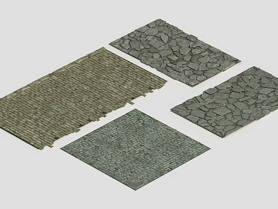 Different Types of Ground Floor Materials with Stone Textures and Patterns 3d model