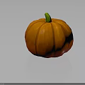 Fresh Orange Pumpkin With Green Stem Ripe Whole And Healthy Appearance