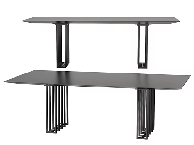 Modern Minimalist Black Dining Tables With Sleek Slender Metal Legs And Flat Surface 3d model
