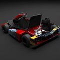 Colorful Go Karts with Cartoon Patterns Bright Colors Number 100 Arranged in Row