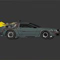 Vintage Teal Car With Yellow Roof Equipment Retro Design And Distinctive Wheels