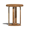 Wooden Round Side Table With Four Legs And Simple Design 3d model
