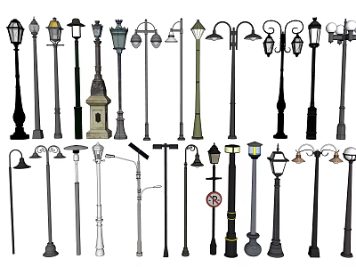 Various Stylish Outdoor Lights With Classic And Modern Designs For Garden And Street Use 3d model
