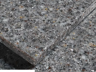 Gray Terrazzo Construction Component With Colorful Granular Surface And Durable Design 3d model