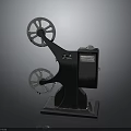 Vintage Film Projector Featuring Large Film Reels Black Body And Sturdy Base