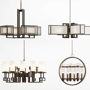 New Chinese Chandelier Combination 3d model