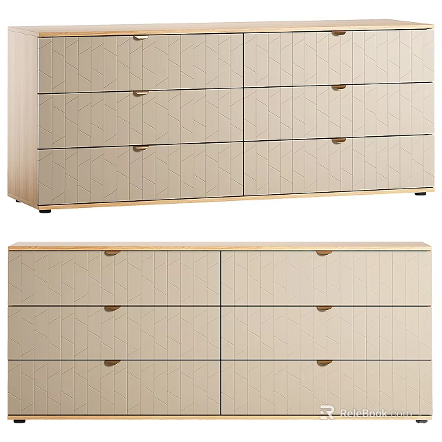 Modern Chest of Drawers with Geometric Pattern Drawers and Light Wood Finish Design 3d model 