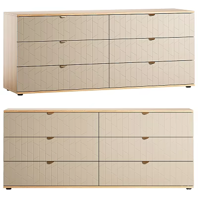 Modern Chest of Drawers with Geometric Pattern Drawers and Light Wood Finish Design 3d model