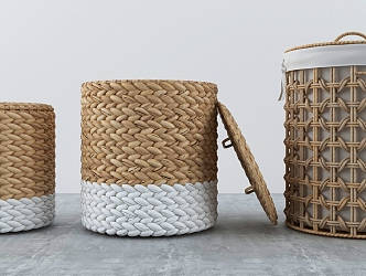 Modern Storage Basket Bamboo Storage Basket 3d model