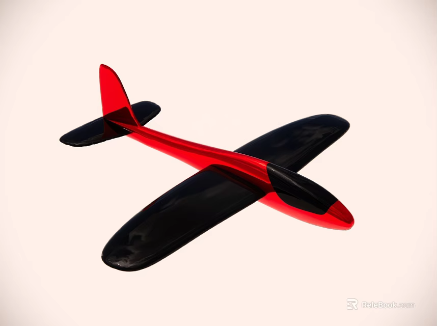 Red And Black Toy Airplane Model With Wings And Tail Design 3d model