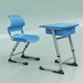 Blue Desk And Chair Set With Perforated Backrest Drawer Gray Legs Non Slip Pads