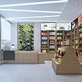 Spacious Modern Supermarket Interior With Grocery Shelves Beverage Fridges And Checkout Counter