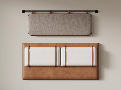 Upholstered Wall Panels Featuring Gray Fabric And Brown Leather With Stitching Design 3d model