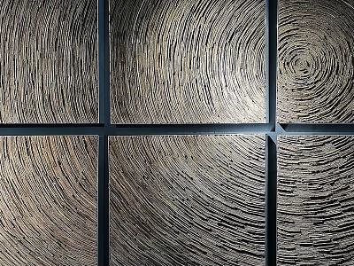 Modern Metal Wall Decor With Spiral Texture And Black Frame Panels 3d model