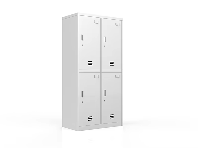 White Metal Storage Locker With Multiple Compartments And Lockable Doors 3d model