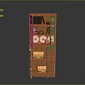 Wooden Display Cabinet With Glass Door Plates Cups And Storage Boxes