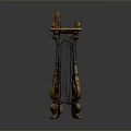 Antique Black And Gold Cabinet With Ornate Carvings And Decorative Shelves