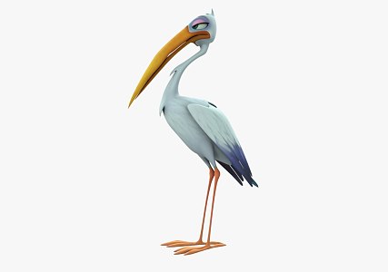 Cartoon stork 3d model