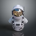 Astronaut Bust In White Spacesuit With Reflective Helmet And Chest Details Against Dark Background