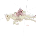 Pink White Children's Playground With Slide Climbing Structure And Interactive Features 3d model