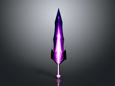 Purple Glowing Fantasy Sword with Sharp Pointed Blade and Decorative Hilt 3d model