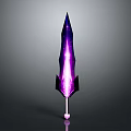 Purple Glowing Fantasy Sword with Sharp Pointed Blade and Decorative Hilt