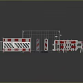 Various Safety Fences With Metal Mesh Barriers Red White Stripes Warning Signs And Base Plates